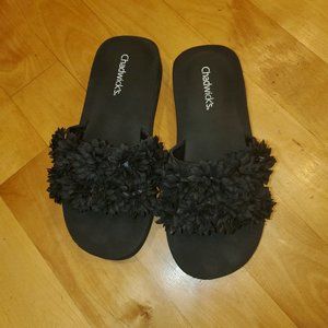Chadwicks Black Flower Slides - 7M